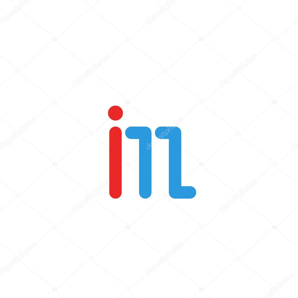 Logo IM letter together, mockup international media emblem, blue and red line I, M design element logotype