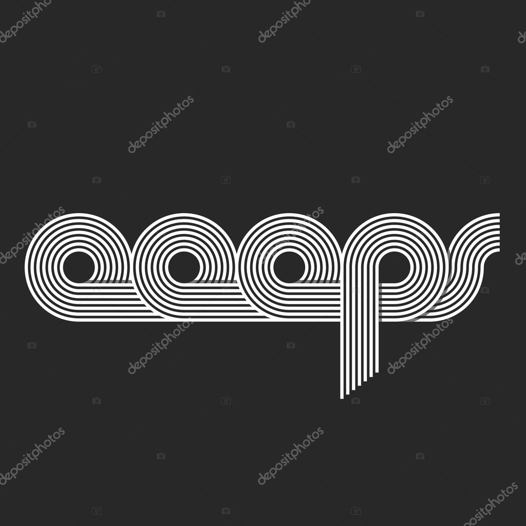 Word Ooops logo lettering, offset line overlapping style, error message site