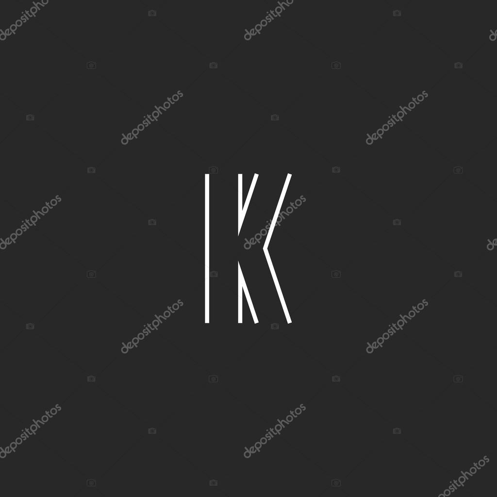 Initial letter K logo creative emblem, mockup monogram symbol deco design element