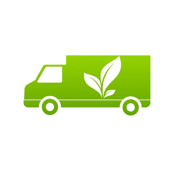 Coche Transporte Verde Ecológico Máquina Vector Icono — Vector de stock