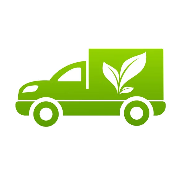 Coche Transporte Verde Ecológico Máquina Vector Icono — Vector de stock