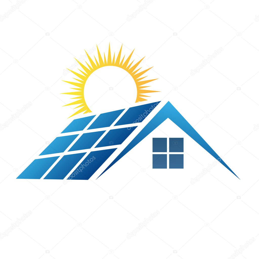 solar panels roof icon vector button symbol concept vector.