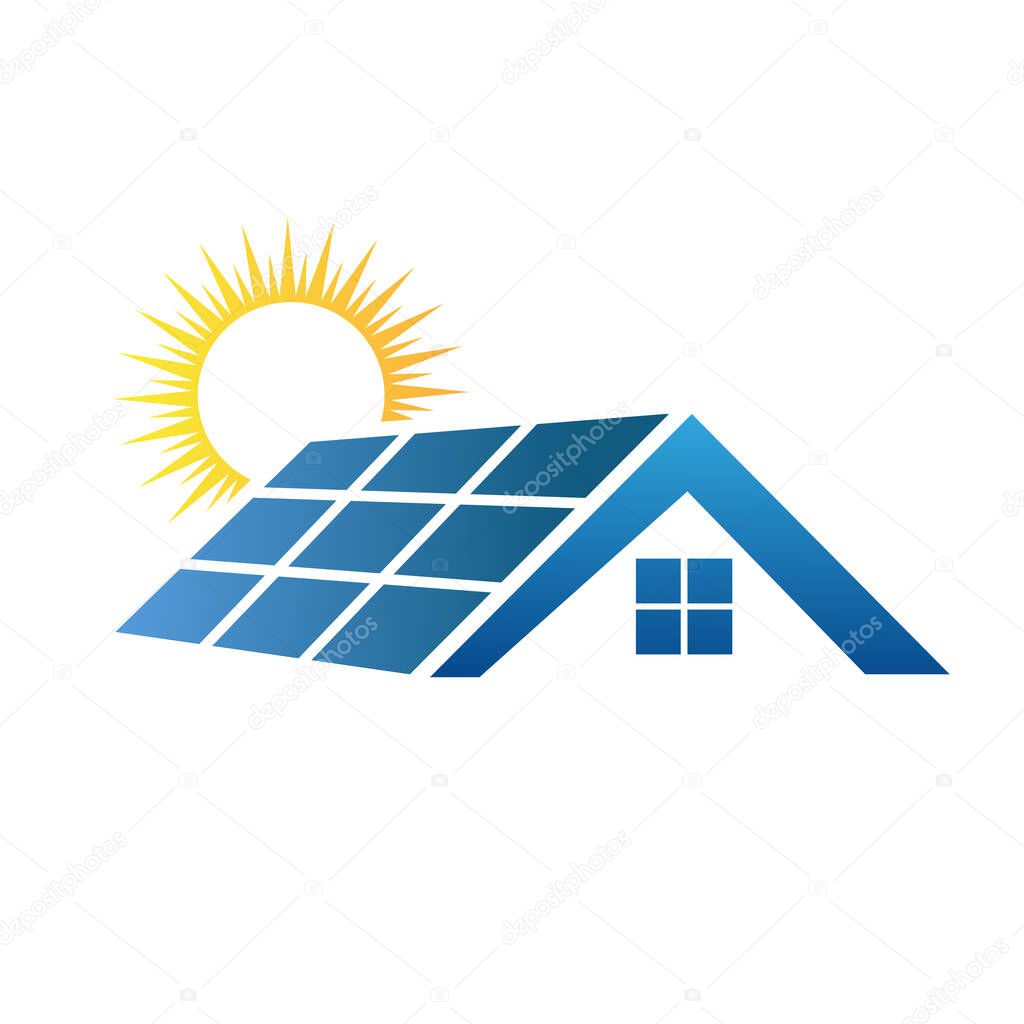 solar panels roof icon vector button symbol concept vector.