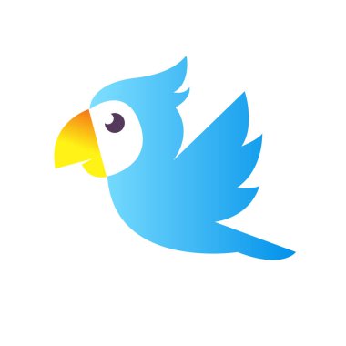 Papağan. Vektör çizimi. Beyaz zemin üzerinde izole kuşlar