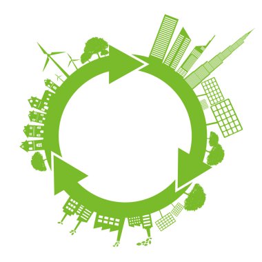 Arkadaşça ECO. Ağaç zeminli ekoloji kavramı. Vektör illüstrasyonu