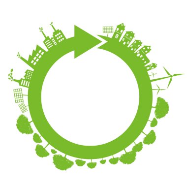 Sürdürülebilir enerji gelişimi için ekoloji kavramı ve Çevresel, Banner tasarım unsurları, Vektör illüstrasyonu