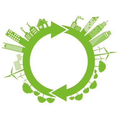 Sürdürülebilir enerji gelişimi için ekoloji kavramı ve Çevresel, Banner tasarım unsurları, Vektör illüstrasyonu