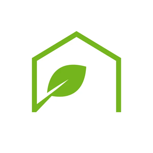 葉と緑の家の看板テンプレート — ストックベクタ