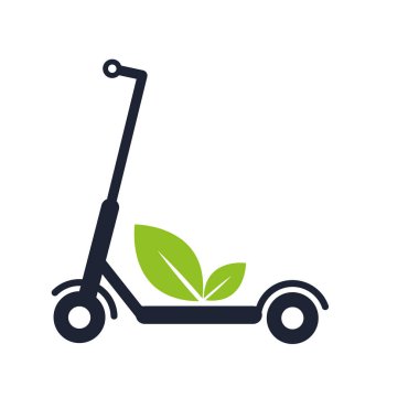 İnce çizgi simgesi olan elektrikli scooter. Yeşil nakliye. Servisi paylaşmak için logo. Modern vektör illüstrasyonu