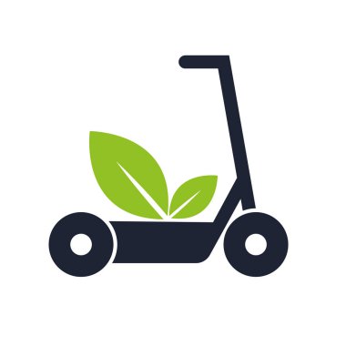 İnce çizgi simgesi olan elektrikli scooter. Yeşil nakliye. Servisi paylaşmak için logo. Modern vektör illüstrasyonu