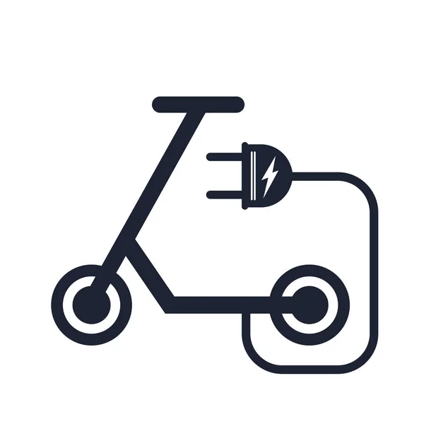 Electric Scooter Scooter Line Icon Battery Powered Scooter Circle Plug — Stock Vector