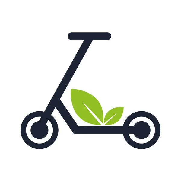Elektrický Skútr Listí Tenké Čáry Ikony Zelený Transport Logo Pro Stock Vektory