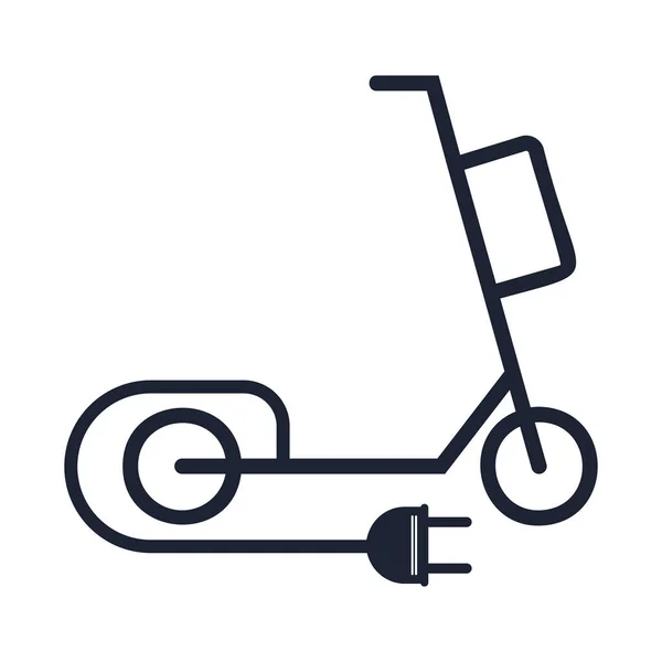 Elektroroller Scooter Linie Symbol Batteriebetriebener Roller Kreis Mit Stecker Vector lizenzfreie Stockillustrationen