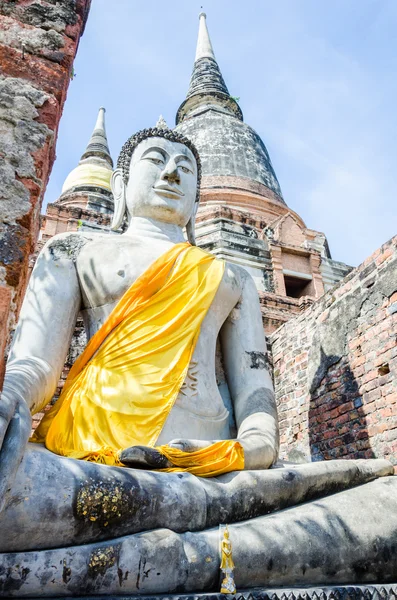 Estátua de Buda velha no templo, Autthaya Tailândia — Fotografia de Stock