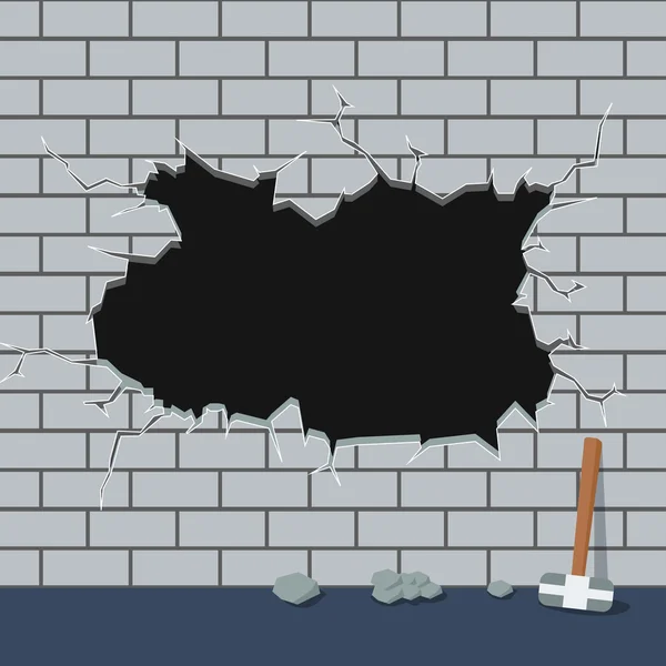 Gat in de muur en hummer — Stockvector