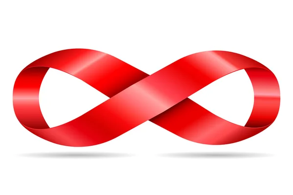 Cinta roja en forma ilimitada, símbolo infinito Ilustraciones de stock libres de derechos
