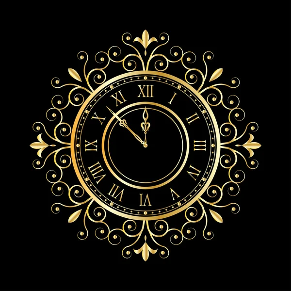 Horloge en or style vintage — Image vectorielle