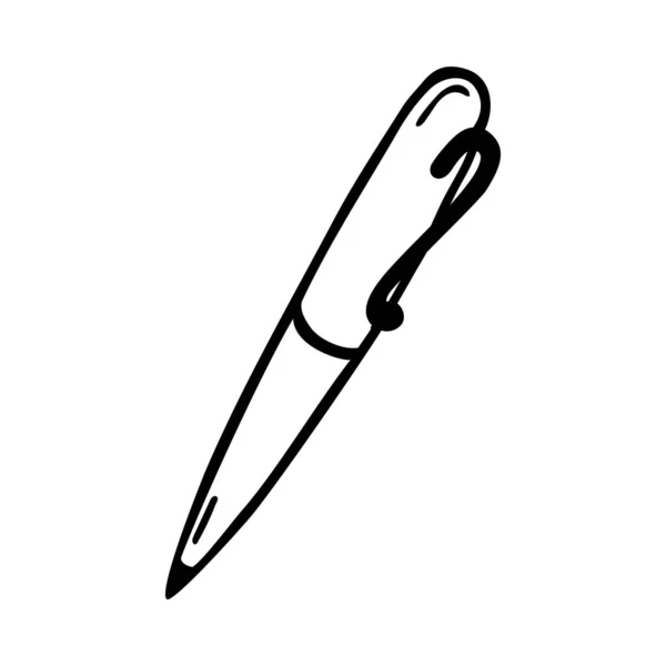 Ручка Письмовий Аксесуар Векторне Зображення Doodle Ізольовані Білому Тлі — стоковий вектор