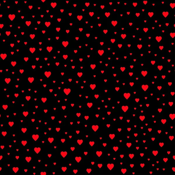 Šťastného Valentýna Bezešvé Vzor Jasně Červené Srdce Černé Pozadí — Stockový vektor
