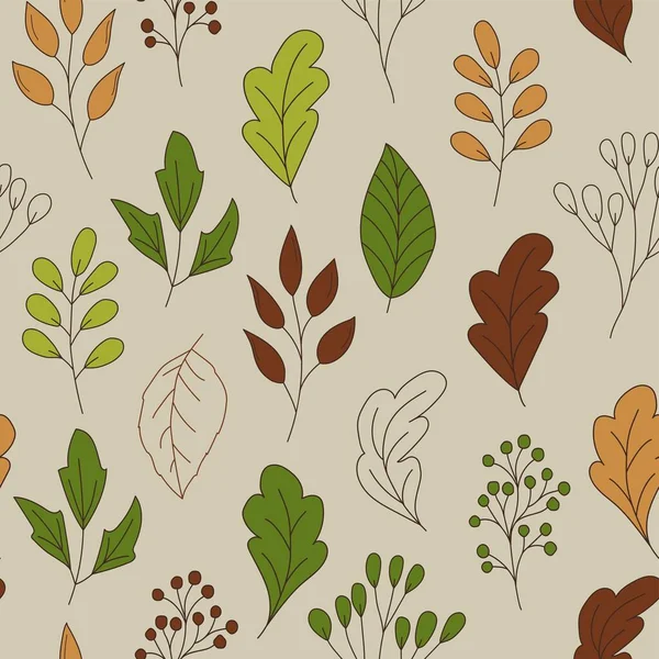 Modèle Sans Couture Botanique Élégant Dans Style Doodle Impression Vectorielle — Image vectorielle