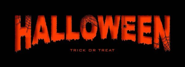 Halloween Banner Papírovém Střihu Pomerančový Text Černém Pozadí Pavučinami Vektorová — Stockový vektor