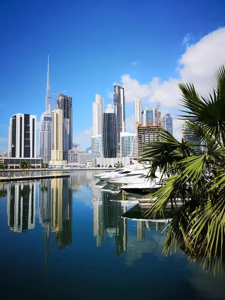 Iates Com Vista Para Centro Dubai — Fotografia de Stock