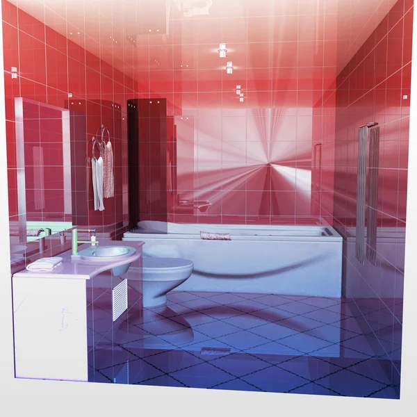 Modern banyo iç dekorasyonu 3D — Stok fotoğraf