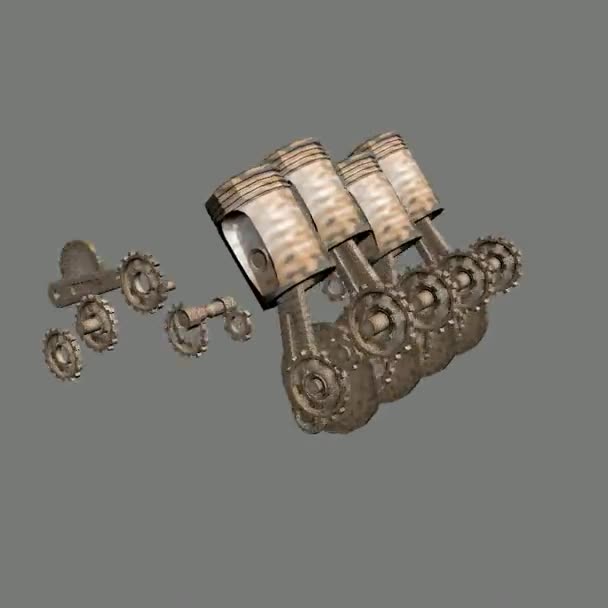 Engine gear steampunk animation — Stock Video