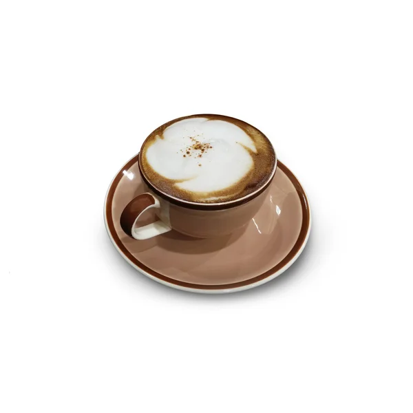 白い背景の上の熱いカプチーノ コーヒー カップ分離 — ストック写真