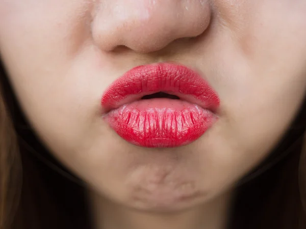 Appassionato labbra rosse come sfondo di bellezza — Foto Stock