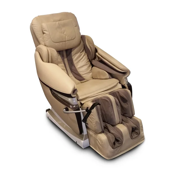 Kahverengi deri rahat uzanmış masaj koltuğu. Shiatsu ile,