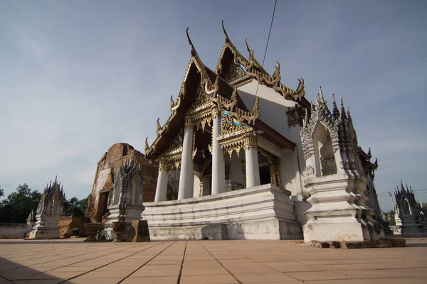 Wat Yai Chom Prasat Ancient Famous Temple Samutsakorn Province Thailand — стоковое фото