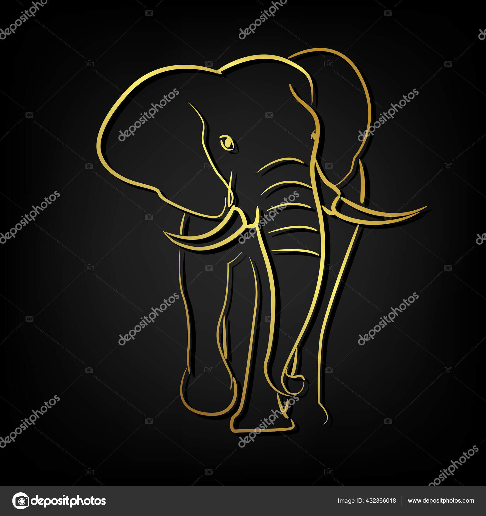 African Elephant Golden Border Element Stock Illustration by ©art8MB ...