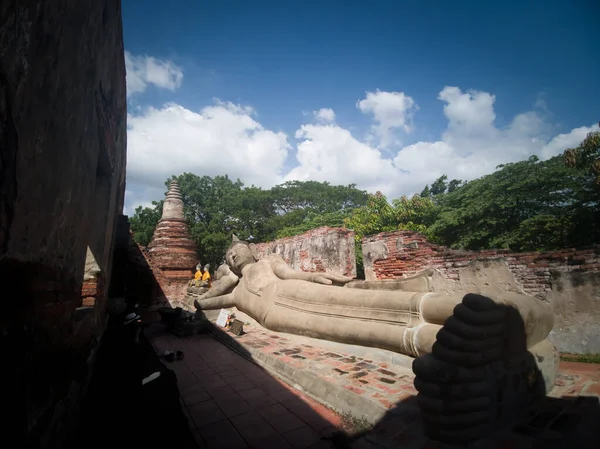 Лежащий Будда Ват Буддаисаван Тайский Буддийский Храм Пхра Накхон Аюттхая — стоковое фото