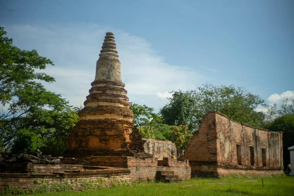 Αρχαίος Ναός Στο Wat Buddhaisawan Ταϊλανδός Βουδιστικός Αρχαίος Ναός Στην — Φωτογραφία Αρχείου