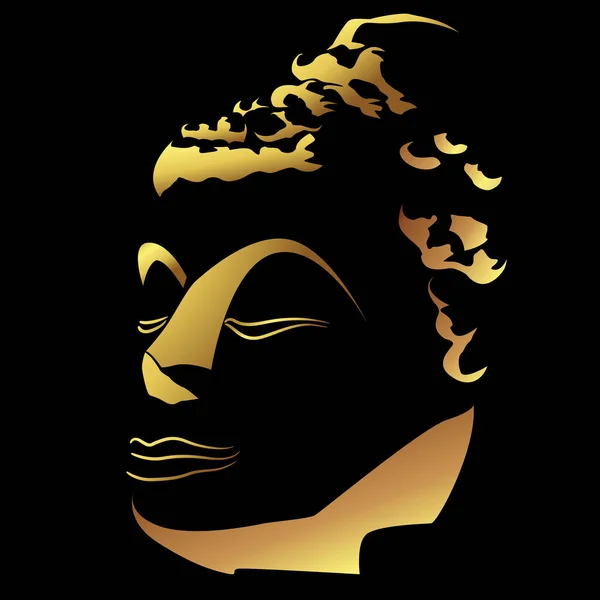 Золота Голова Будди Золотим Елементом Кордону Ізольовані Чорному — стоковий вектор