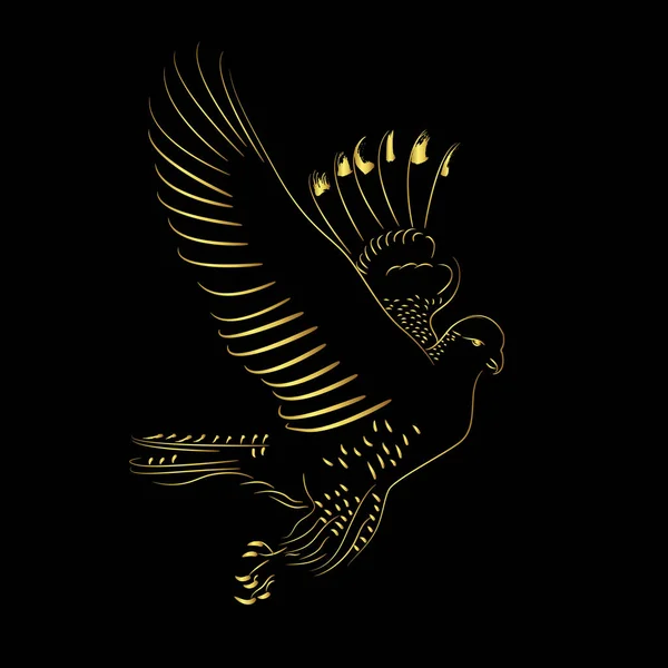 Χρυσό Πουλί Γεράκι Συνόρων Αετός Που Φέρουν Πάνω Από Μαύρο — Διανυσματικό Αρχείο