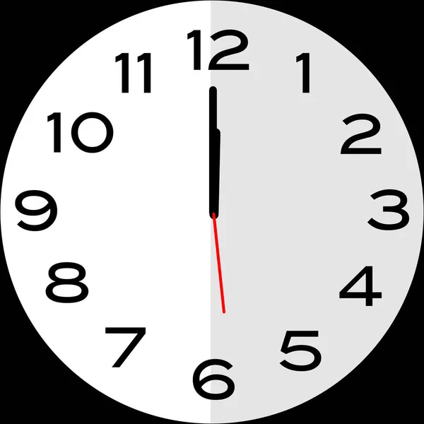 12時位置12時または真夜中のアナログ時計 アイコンデザインは イラストフラットデザインを使用 — ストックベクタ