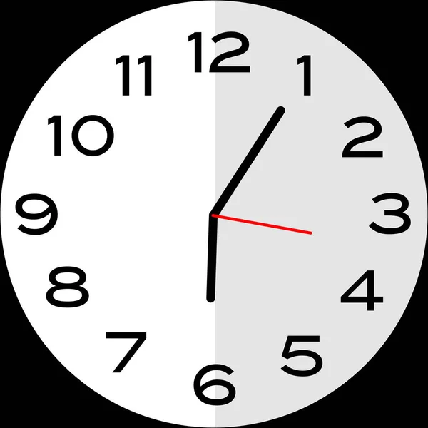 6時または5分は6時アナログ時計を過ぎて5分 アイコンデザインは イラストフラットデザインを使用 — ストックベクタ