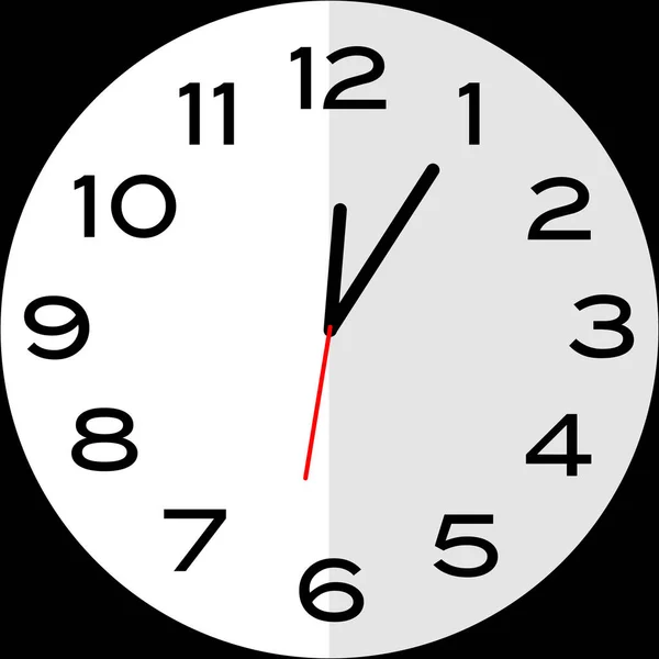 5分は12時または5分は12時または5分は真夜中のアナログ時計を過ぎて過去 アイコンデザインは イラストフラットデザインを使用 — ストックベクタ