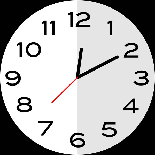 12時または10分を過ぎて10分12時または10分を過ぎて真夜中のアナログ時計を過ぎて アイコンデザインは イラストフラットデザインを使用 — ストックベクタ
