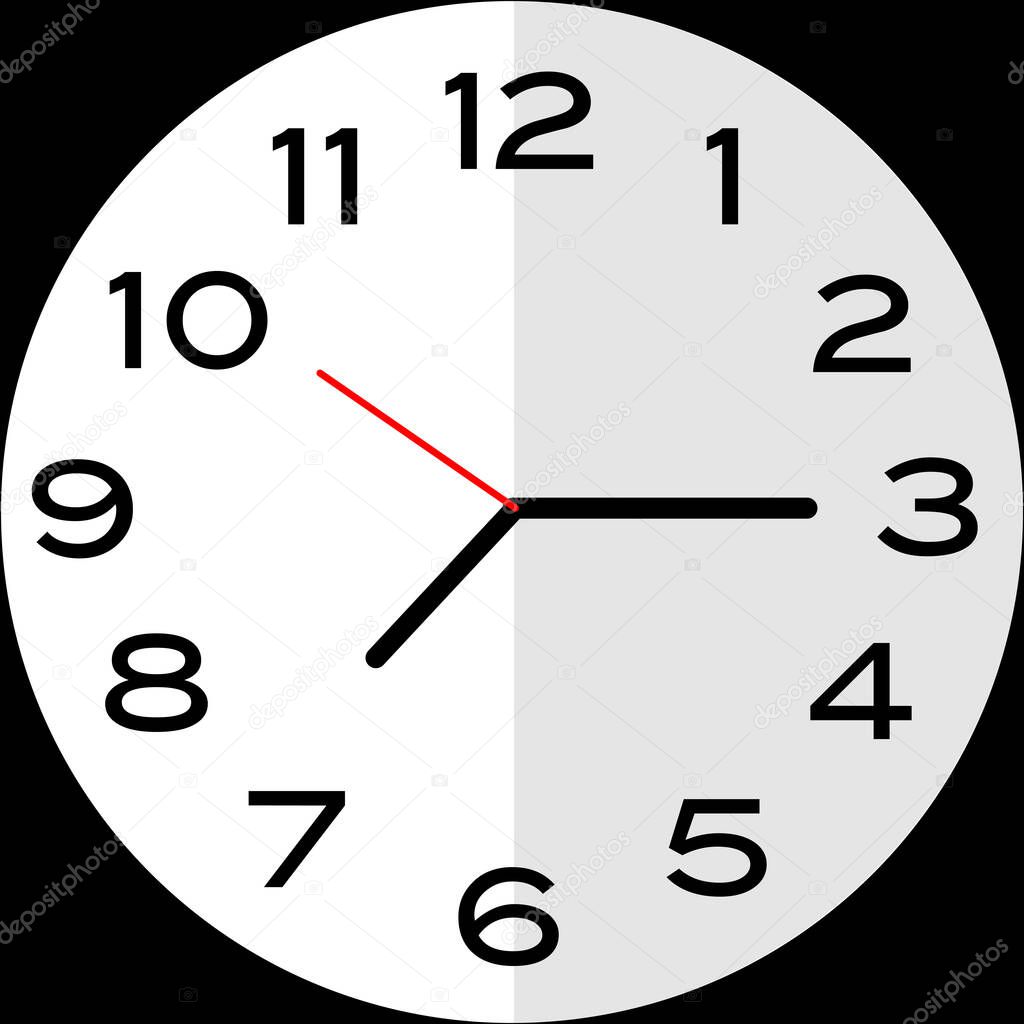 Quarter past 7 o'clock or Fifteen minutes past seven o'clock analog clock. Icon design use illustration flat design