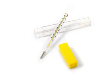 Mercury cam termometre üzerinde izole beyaz arka plan