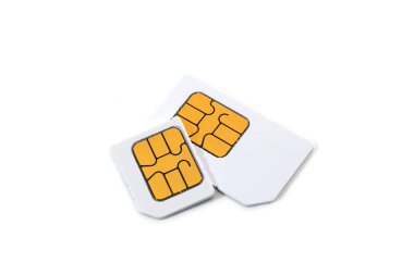 Simcard ve micro simcard beyaz arka plan üzerinde cep telefonu için