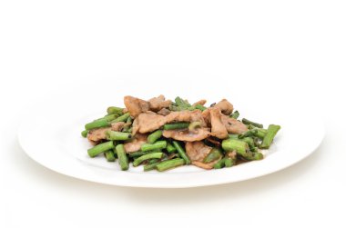 Stirfried domuz karides hamur ve çalı fasulyesi (Tay gıda ile)