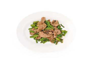 Stirfried domuz karides hamur ve çalı fasulyesi (Tay gıda ile)