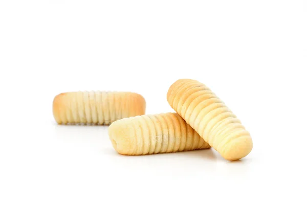 Homemade cookie worm shape stuff with pineapple jam — Stock Photo, Image