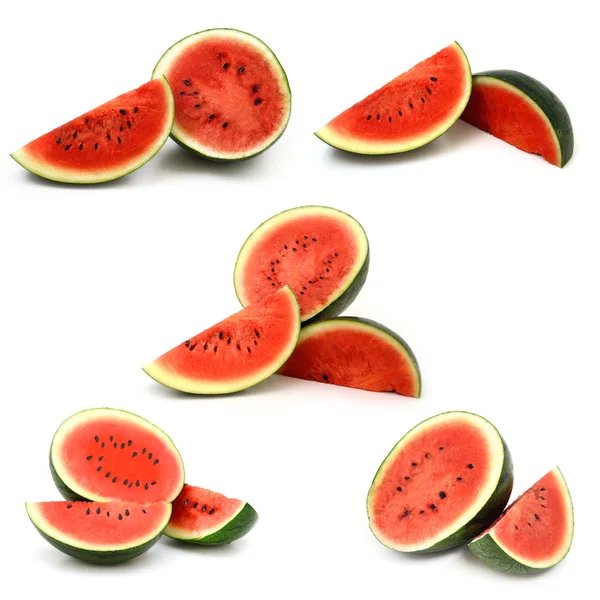 Collectie watermeloen isoleren op witte achtergrond — Stockfoto