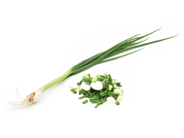 Chopped spring onions on a white background — Stock Photo, Image