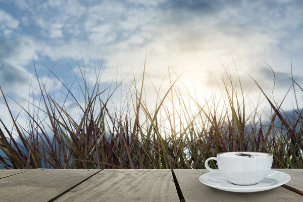 Cappuccino coffee for morning time as background — Stockfoto